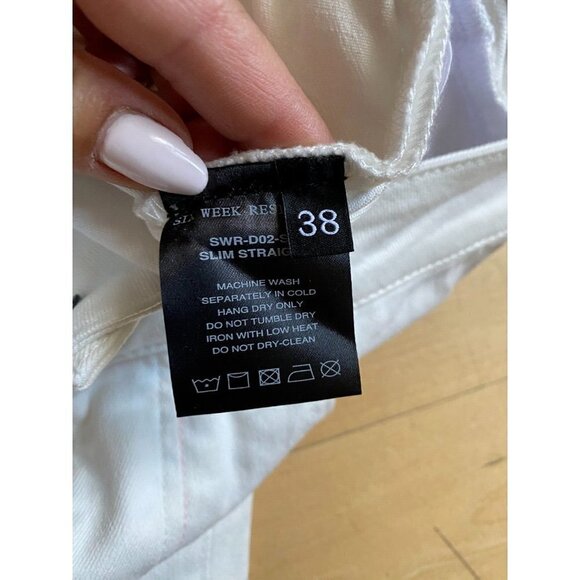 six week Residency BNWOT white slim straight jeans sz 38 button fly - Picture 6 of 9